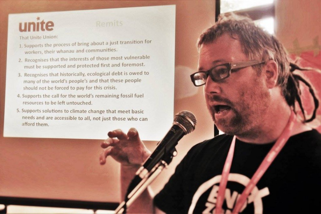 Unite organiser Gary Cranston introduces resolution on climate justice to Unite annual conference November 27, 2015
